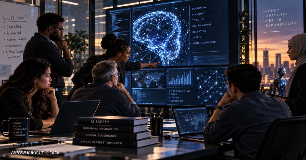 Frontier artificial intelligence systems undergoing advanced safety evaluations for strategic planning, deception, autonomous agents, and human-machine interaction.