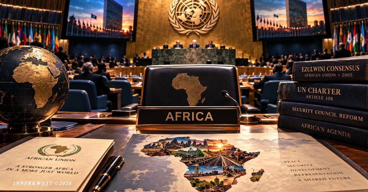 "Delegates inside the United Nations General Assembly symbolizing Africa's campaign for permanent representation through the Ezulwini Consensus and ongoing UN Security Council reform."